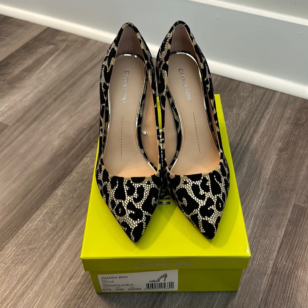 Gianni Bini Rhinestone Leopard Heels